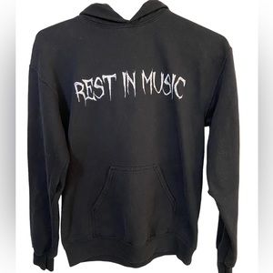 Vintage Rest In Music Horror Rock Black Hoodie Men’s S Music Theory